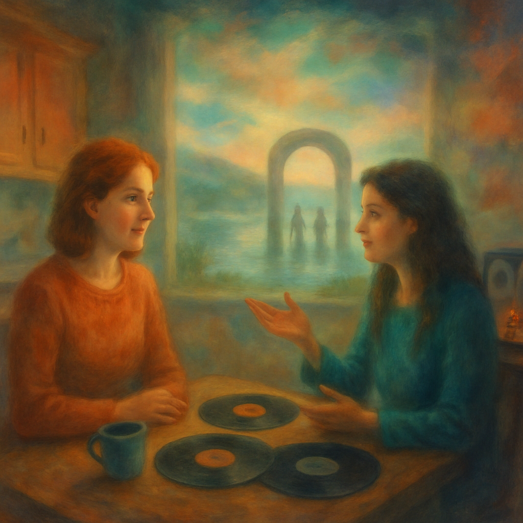 The dream involves visiting a friend named Cora in a small town, discussing life events and people, discovering a movement of priestesses, and dealing with practical exchanges like sharing phone numbers.