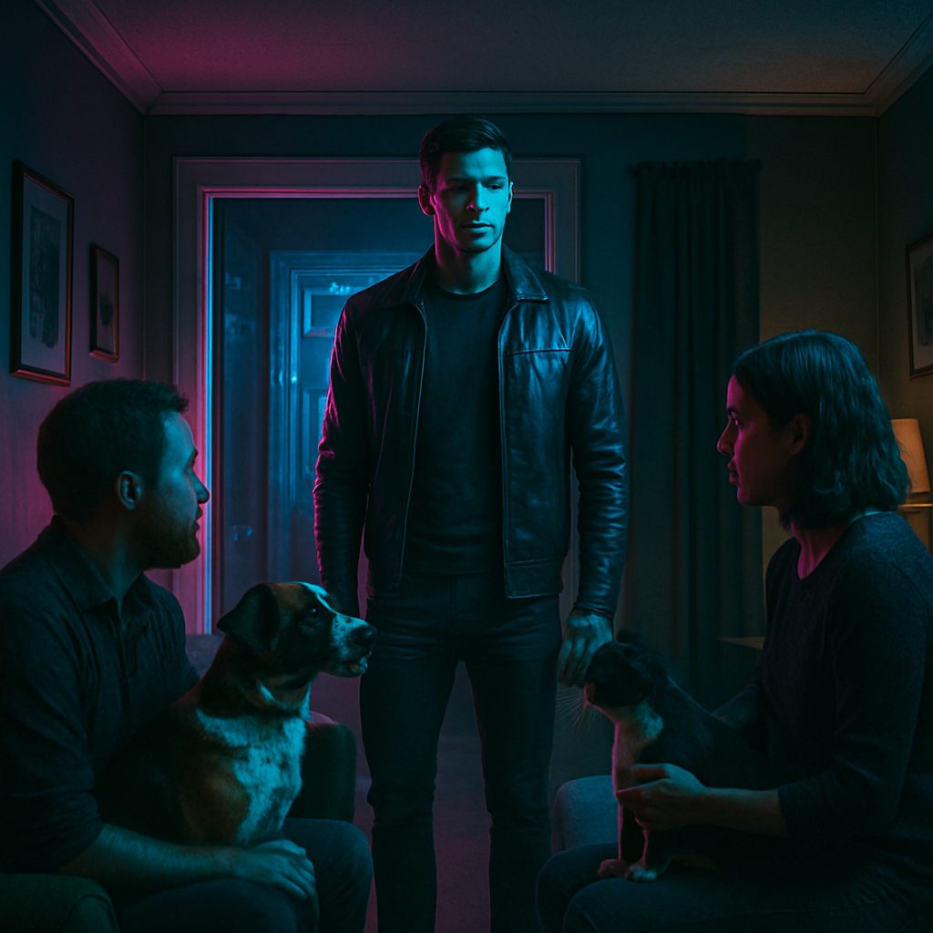 In the dream, the dreamer visits an old friend's house in Virginia, where a tall, handsome man arrives but feels unprepared for his romantic pursuit. There are interactions with pets where the dreamer feels protective.