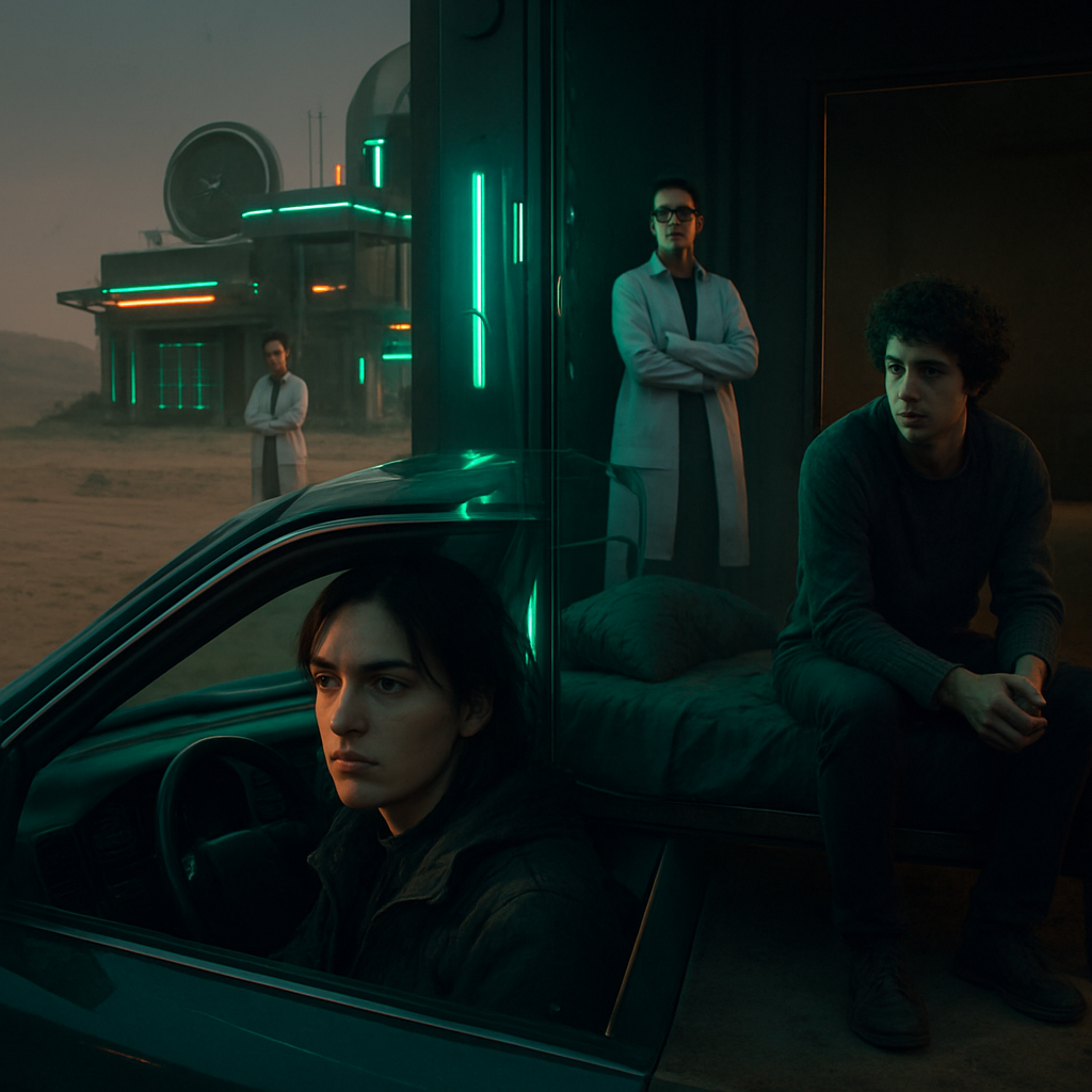 In the dream, the dreamer was someone else, driving to a facility where an astrophysicist was leading a group. The dreamer connected with a man, spent time in his room, then struggled with identity and embarrassment in a desert setting, revealing emotional exploration.