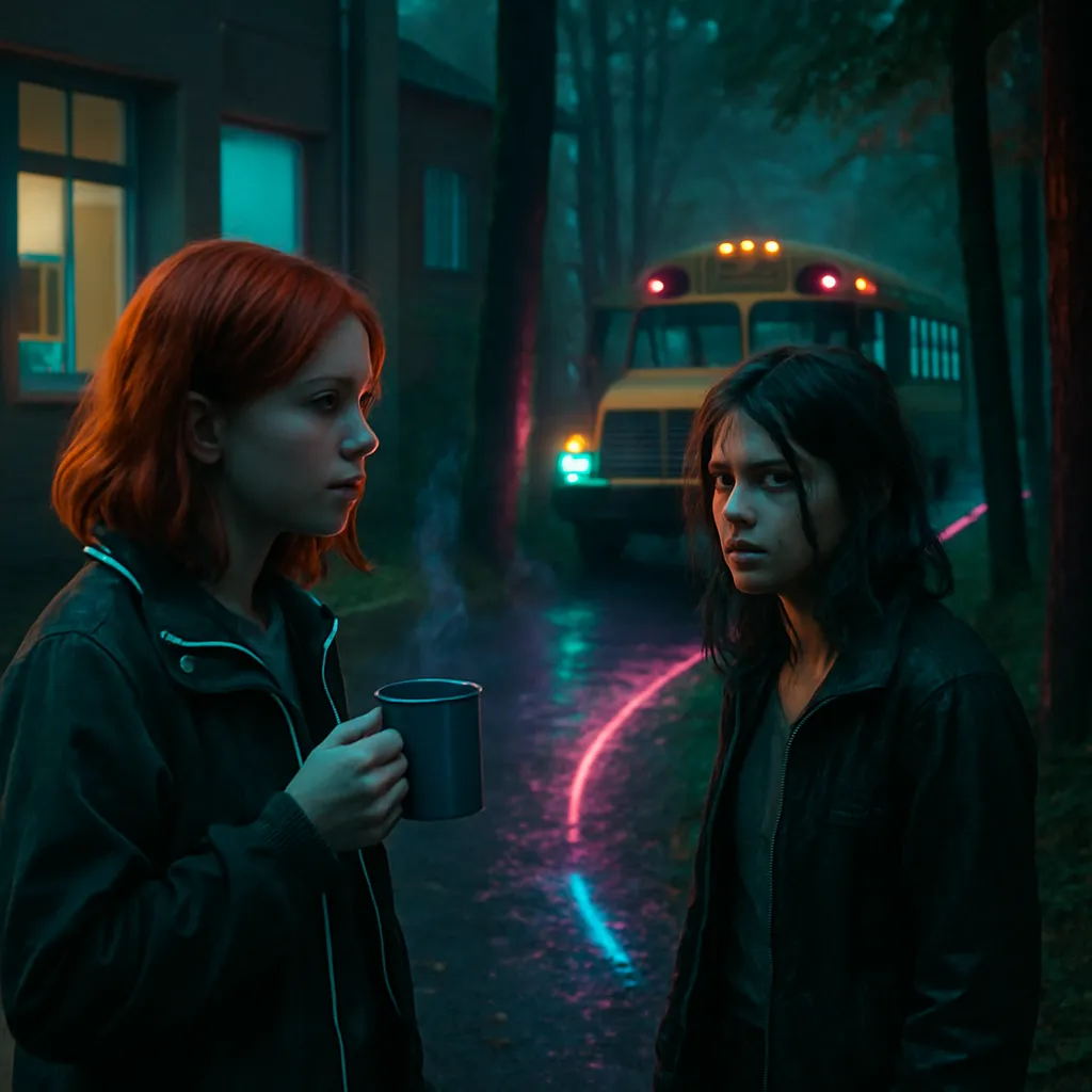 The dreamer finds themselves attending a school where a bus drops them and others off. In search of relaxation, they choose decaffeinated black tea from a small room. Wandering on a path through the woods, they encounter a girl known to be wild and unfriendly, yet they establish a positive connection.