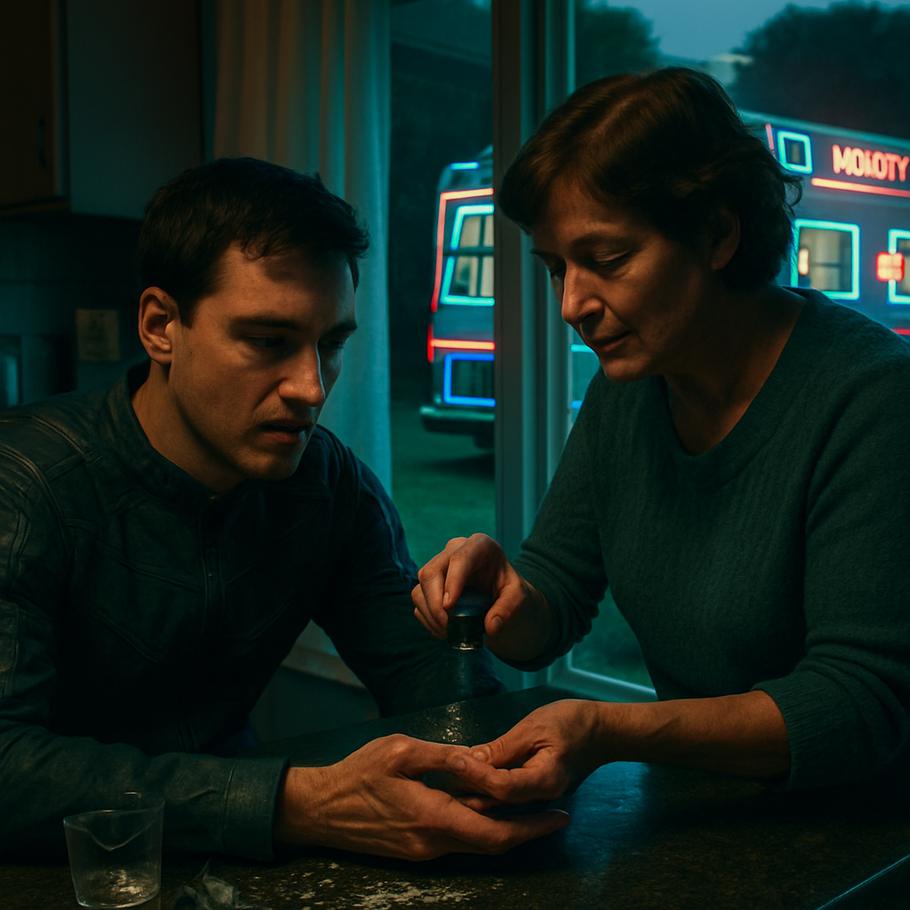 The dreamer finds themselves in a kitchen environment where breaking glass leads to injuries, indicating vulnerability. An ambulance arrives, turning into a mini hospital on the lawn, symbolizing healing. A nurturing mother figure administers care, highlighting familial ties.