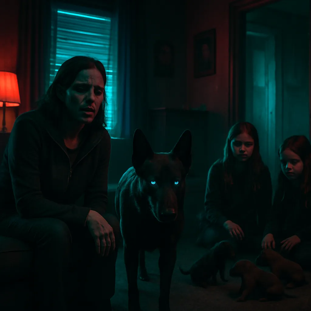 A visit to family turns into a nightmare as scenes unfold involving the dreamer's older sister who complains about her ex-husband. The sister's dog plays a hunting game with puppies next door, adding tension to the visit.