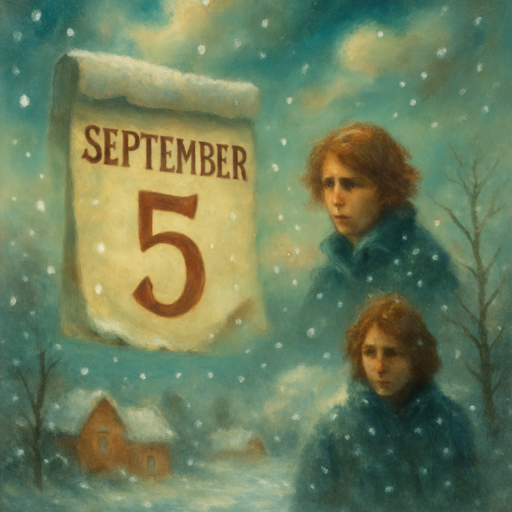 The dreamer experiences an unusually early snowfall on September 5th, expressing surprise and dissatisfaction with the premature arrival of winter.