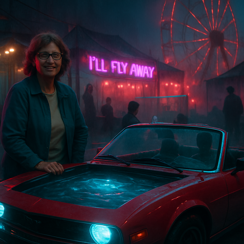 The dream involves receiving a red convertible from Mom, exploring sexual identity, engaging in social journeys, and facing unease at a carnival. It concludes with reflection on past attractions and familial memories.
