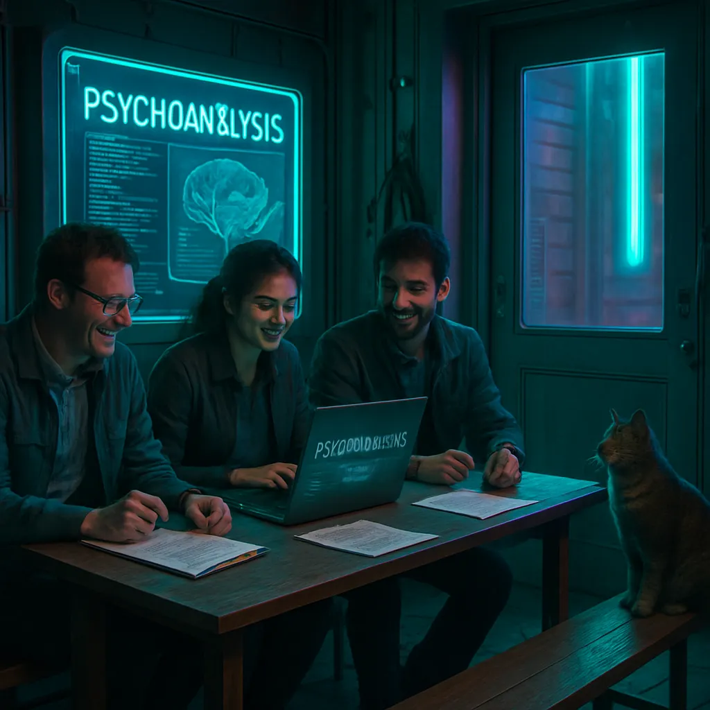 The dreamer is involved in a collaborative effort to advance psychoanalysis with satisfaction, and shows concern for the safety of their cat Strauss at home.