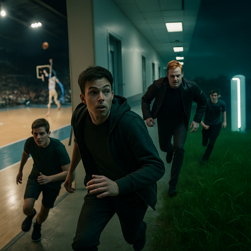 The dreamer participates, albeit from afar, in a basketball game and later finds themselves in a building where they encounter a threatening figure, leading to a chase. The dream ends with a vision of a grassy field with mysterious white devices.
