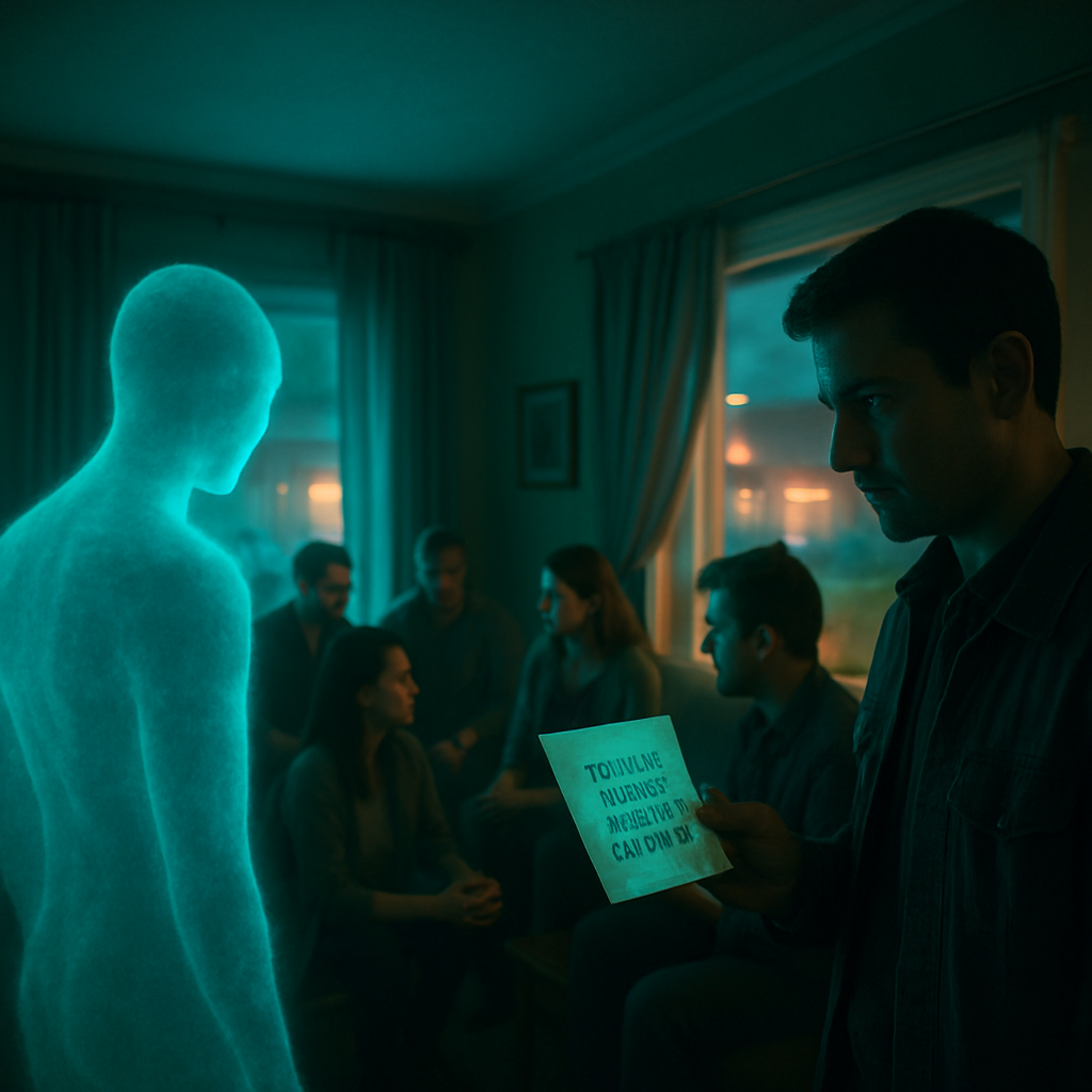In a dream marked by gatherings and mysterious beings, hidden messages reveal themselves when the right people come together, pointing to a greater understanding beyond everyday existence.