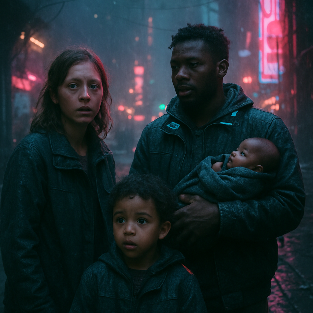 The dream involves the dreamer's daughter who has married a black man and has two children, a toddler and a newborn. The dream is characterized by a sense of chaos and uncertainty.
