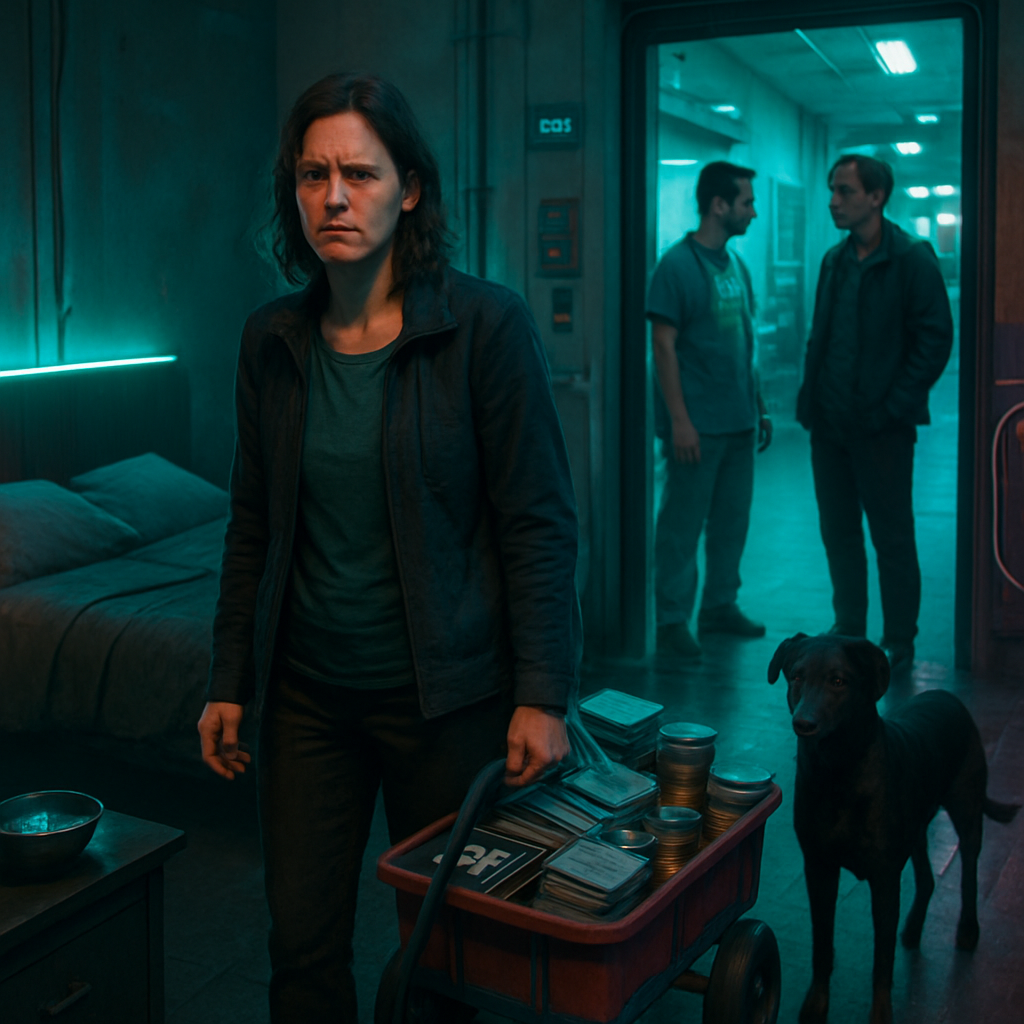The dreamer finds themselves in an unfamiliar house with few belongings and a shared bed, leading to feelings of discomfort. Navigating various locations, they struggle with possessions like spices and CDs, interact with colleagues at a hospital, and deal with an unknown dog.