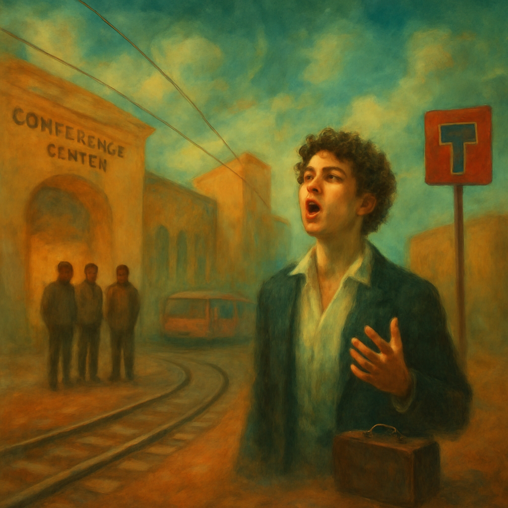 The dreamer gives a ride to some people, gets lost following streetcar tracks, ends up in a dead-end, and finds their belongings missing. A young operatic singer appears but doesn't know where the luggage went, highlighting themes of loss and confusion.