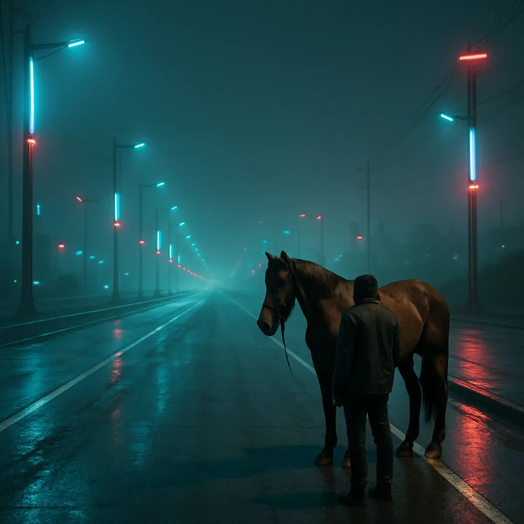 The dreamer finds themselves alone on a road after their horse stumbles and communicates that the incident was fated, leaving the dreamer to reflect on their solitude.