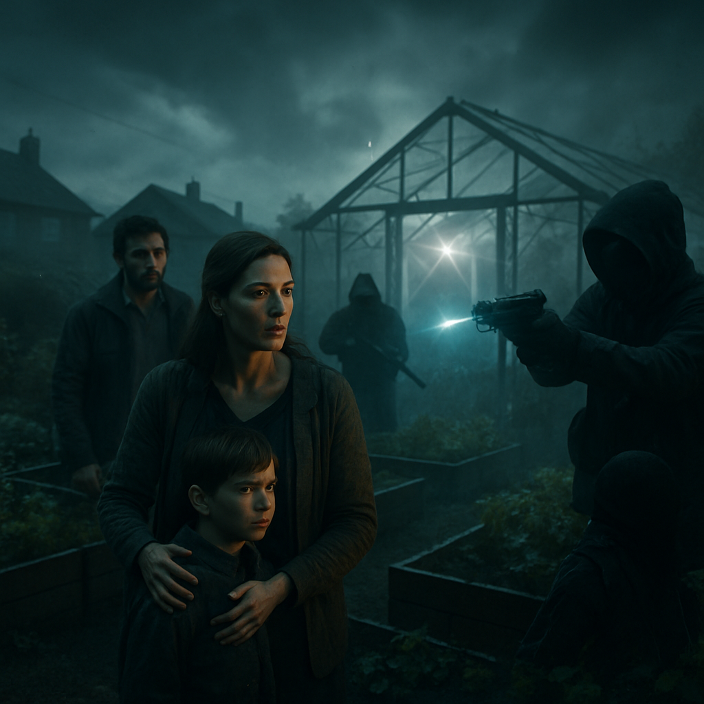The dreamer assumes the identity of a woman with a family. They own a garden and a greenhouse but experience disruption from a sonic boom stopping them from sharing water with neighbors. Hooded figures then appear, shooting at unarmed gardeners.