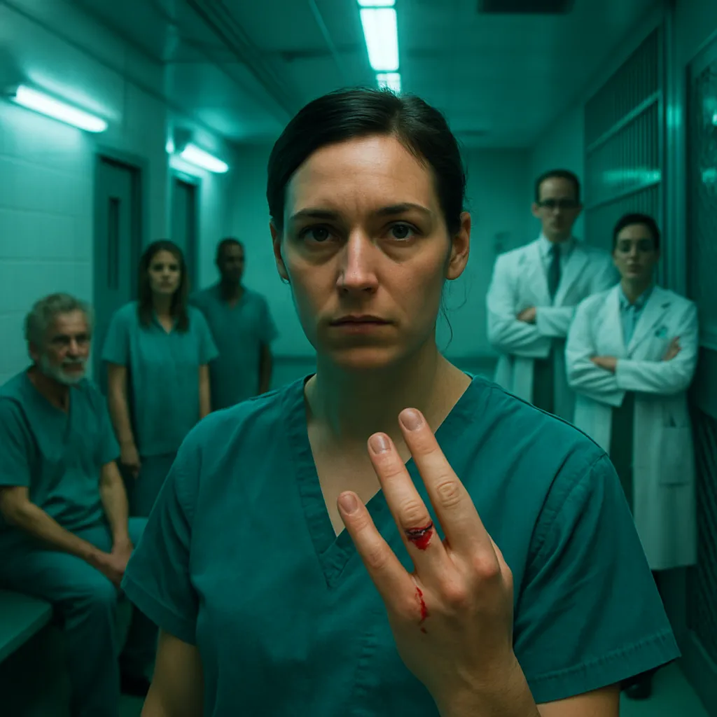 The dreamer is in a mental health unit, dealing with patients, and experiences a personal injury but shows resilience and a sense of solidarity with patients against authority figures.
