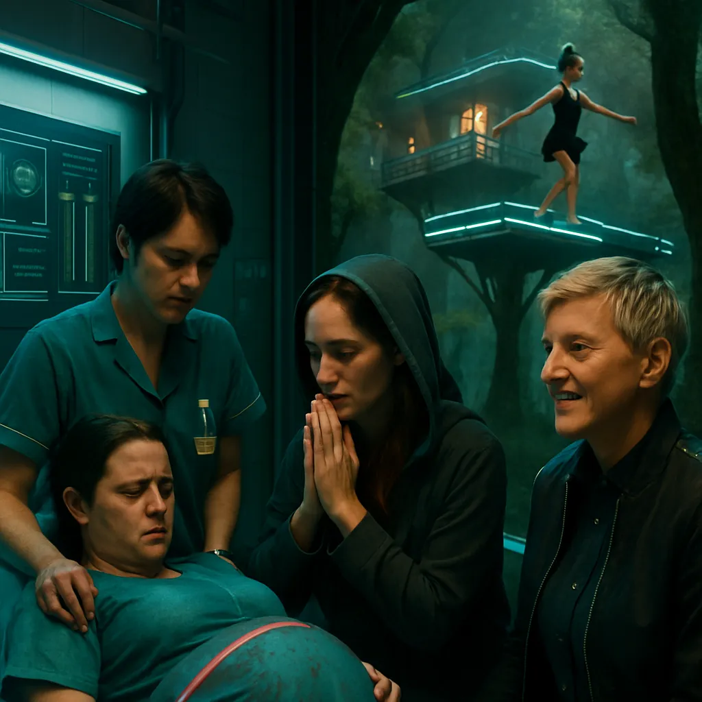 In the dream, Tanya is pregnant and bleeding due to chemo. The dreamer prays for Tanya's baby. Miscommunication occurs about restrictions. The dreamer's daughter excels at a treetop dance school. Ellen Degeneres appears.