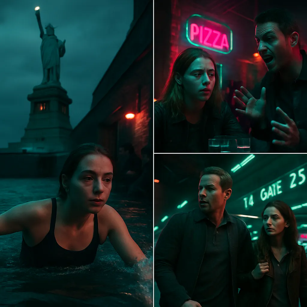 The dream involves a girl pressured by her father to swim competitively, a search for connection in social settings, and the anxiety of catching a plane while acknowledging human imperfection and humor.