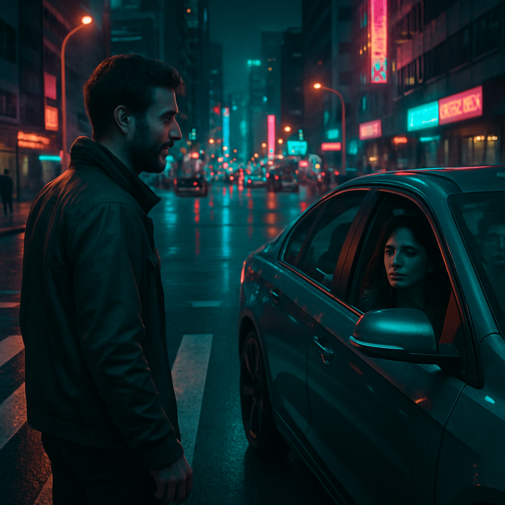 The dreamer crossed a street and unexpectedly saw a familiar woman driving by with a man. The dreamer smiled at her, but the smile was not returned, leading to feelings of wonder about a potential rift due to lack of contact.