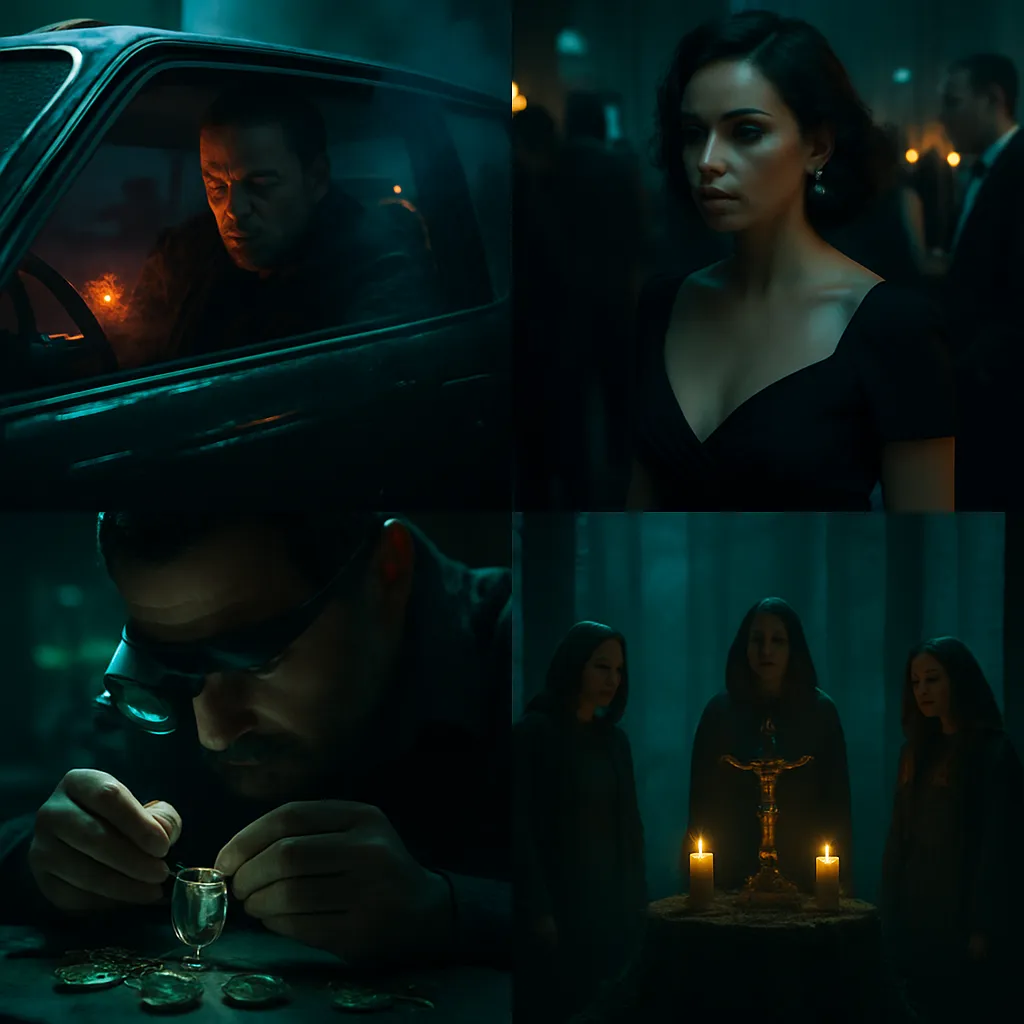A man involved in illegal drug trafficking drives into an ambush and survives a bloody gunfight. He crafts jewelry with hidden drugs. At a high society party, a woman investigates his dealings. A ritual is set in a forest to release Judas-related guilt, but intruders alter the plan.