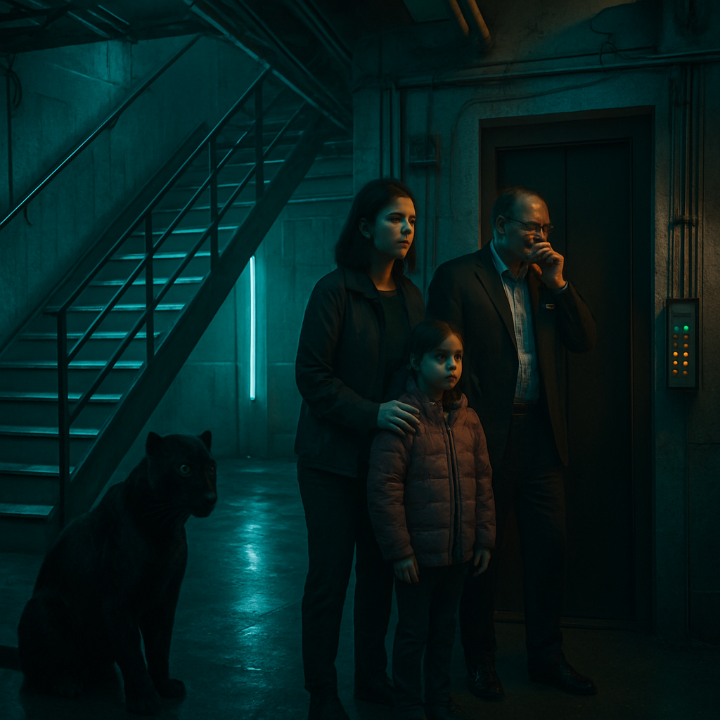 The dreamer, along with their mother and daughter, is in the basement of a hotel, concerned about predator cats. Despite anxiety, they successfully use a code to reach the hotel center, reporting the situation to the manager.