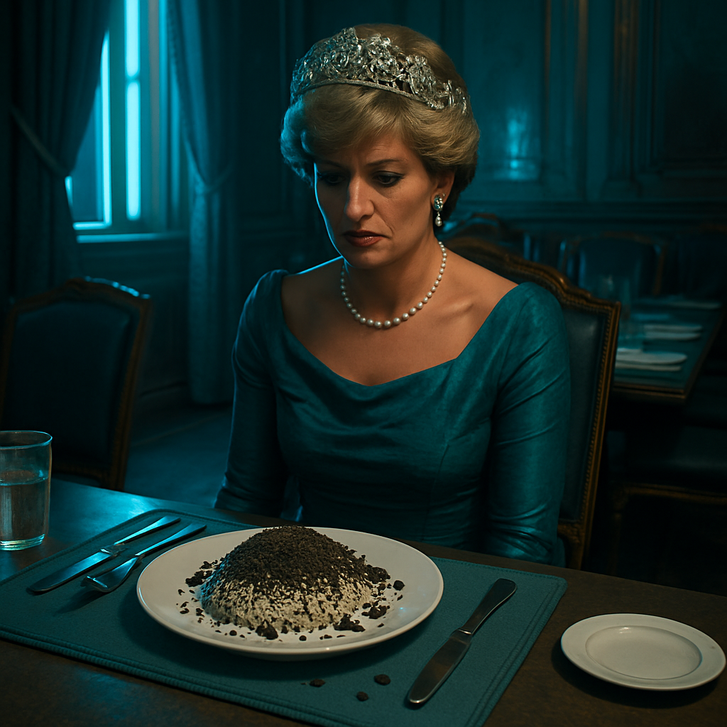 The dream involves Diana being brought into the royal family, a dessert ruined by rat turds, disappointment, and a new, better table setting.