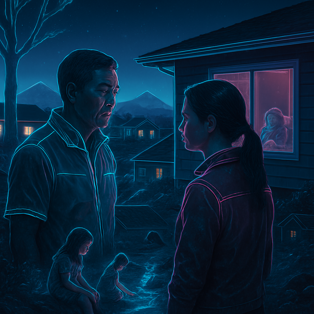 In a fragmented dream at the childhood home, the dreamer converses with the father about the mother's plans for her properties. They recall childhood memories with the sister and friends at a stream and reflect on family legacy amidst the grandmother's passing.