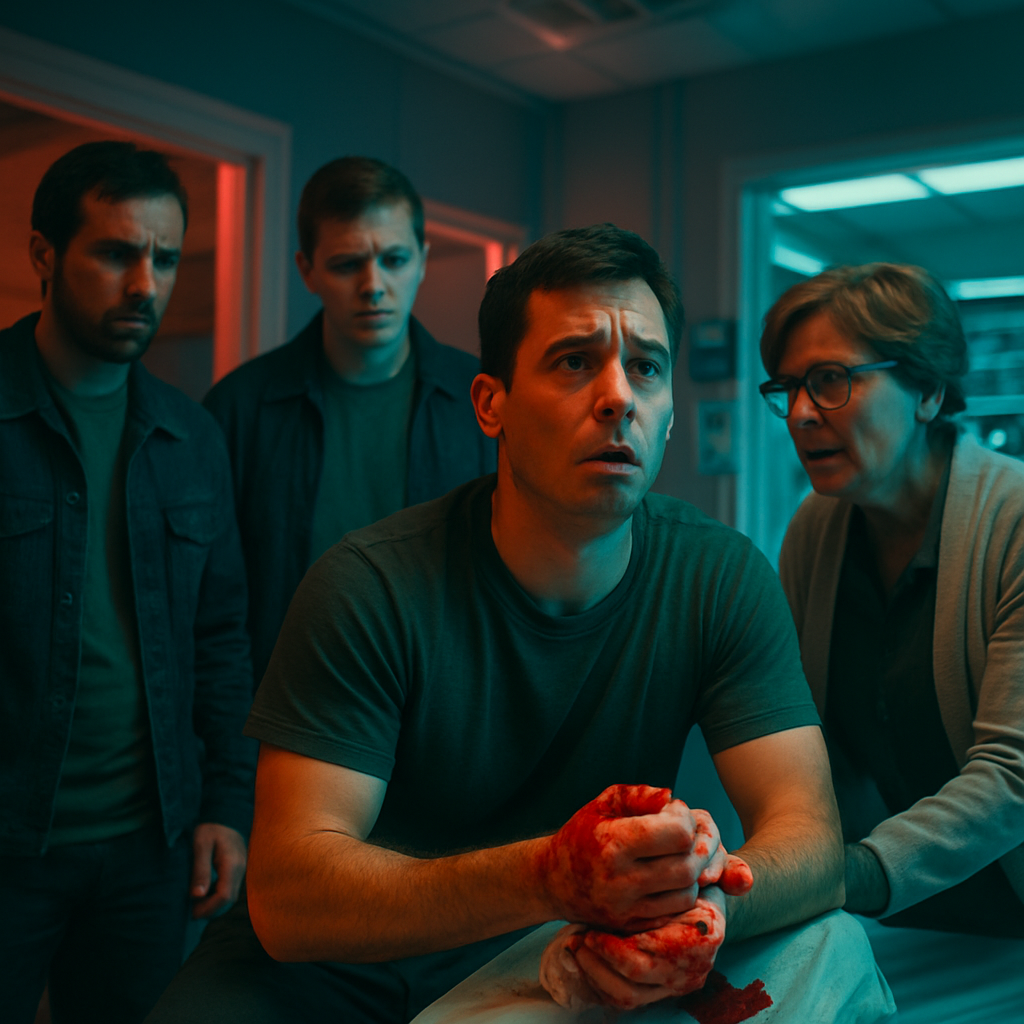 The dreamer finds themselves with friends, discussing personal health issues and feeling unheard, then shifting to an emergency medical context where urgency and care are needed.