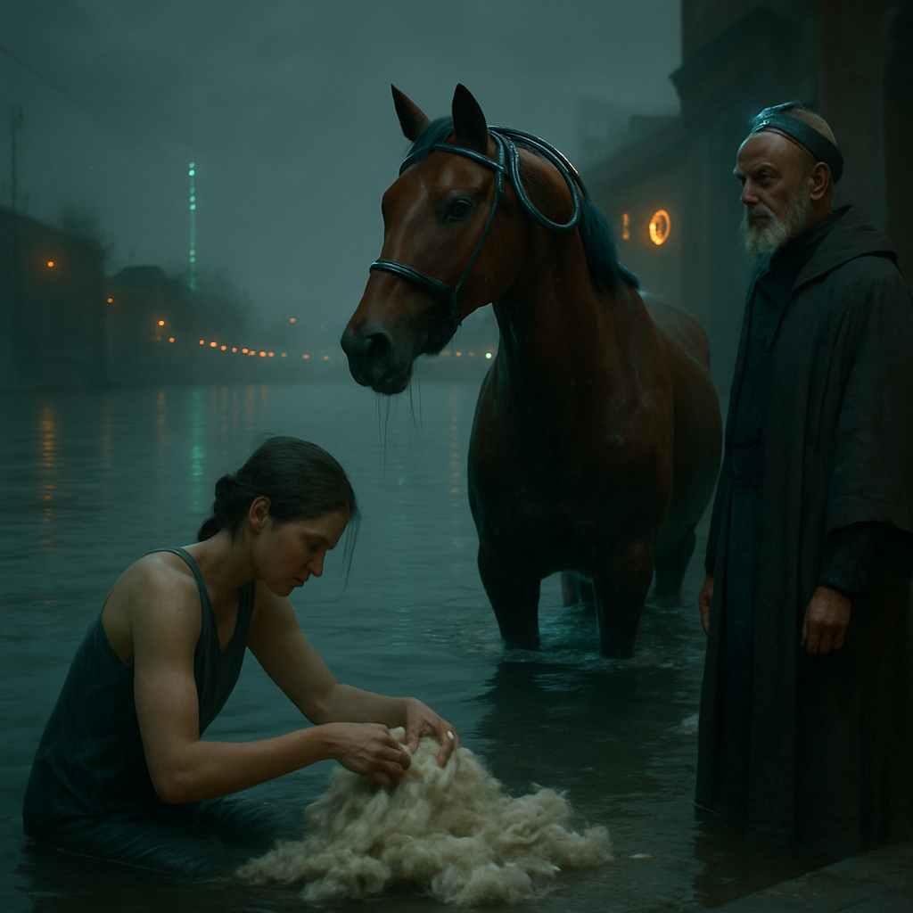 The dream involves a journey to the Caicus River for a ritualistic bathing after discarding pieces of wool, witnessing a horse bathing, and observing a character named Asclepiacus.