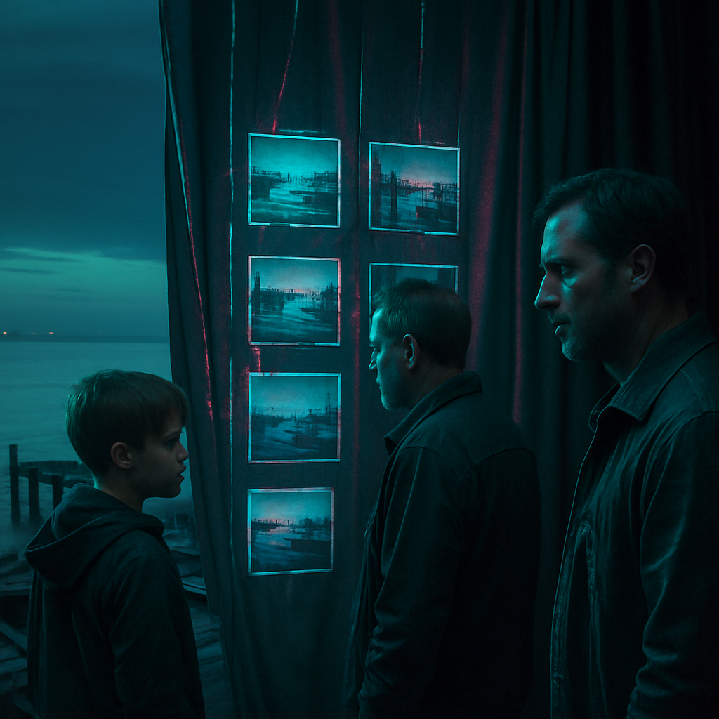 The dream takes the dreamer through a journey along docks with Adam as a child, symbolizing unconventional and broken paths. It transitions into a scene with Scott Magnuson, suggesting intimate yet unresolved dimensions. Many events are noted but forgotten, with a backdrop of changing photographic views, representing memory and change.