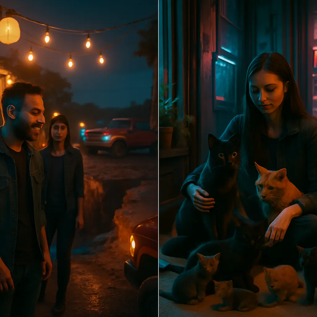 Dreamer attends Walker's 'warm-weather' party, discusses a washed-out road, and later hangs out with various affectionate cats and two litters of kittens.