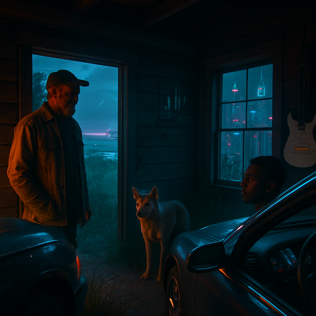Dream of visiting a couple's rustic cabin with future aspirations, transitioning to a city exploration seeking peace, and encountering conflicts before finding surreal spaces.