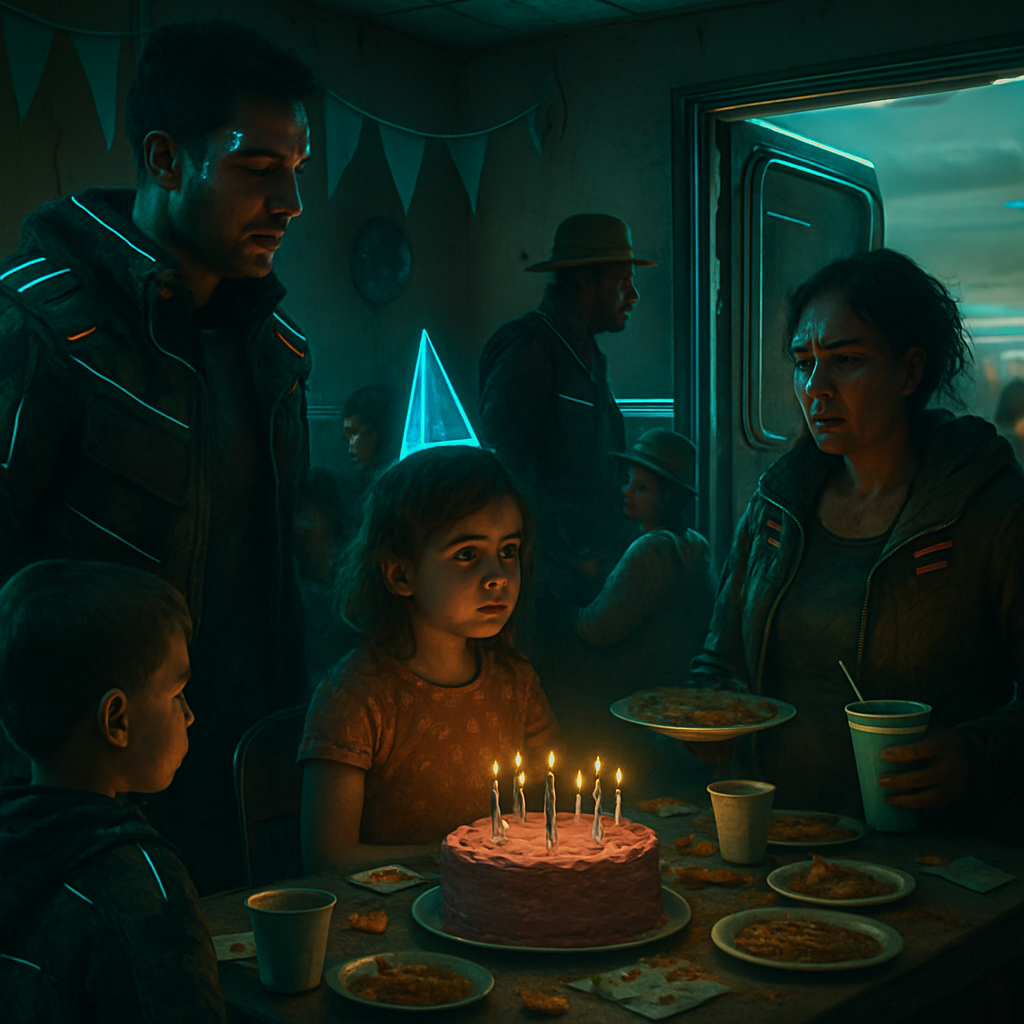 The dreamer navigates a chaotic birthday party for their daughter with their ex-partner, travels to an unfamiliar place after their van breaks down, and ends up in a warm and welcoming Native American community where they and their children are embraced and fed. The dream ends with a CrossFit competition where the ex-partner uses special equipment to compete against the Native American contestants.