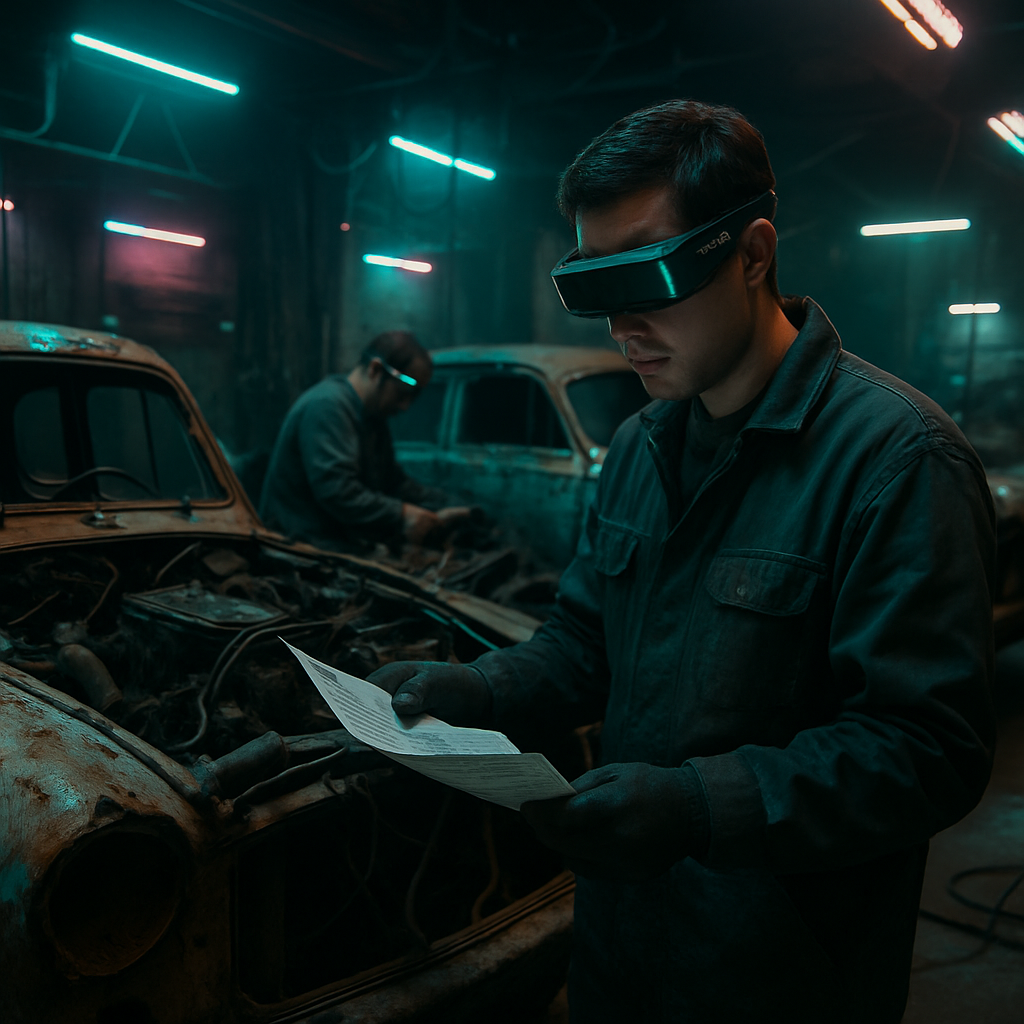 The dream involves the dreamer fixing and restoring old junk cars, being careful as they come in, discovering a lapse in attention but ultimately being able to resolve it with easily accessible instructions.