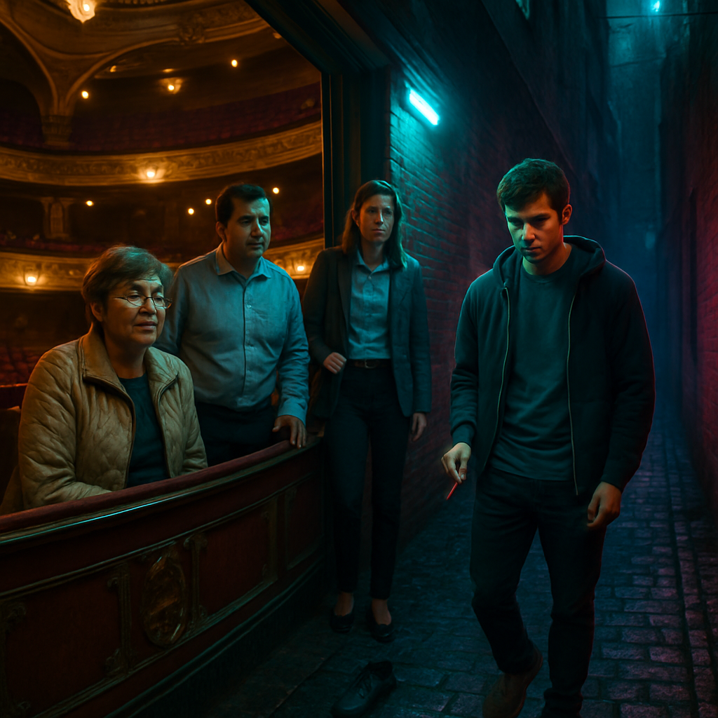 The dream features the dreamer in a dynamic theatre setting in Middletown, involving interactions with family and colleagues, losing items like shoes and a phone, journeying through dark alleys, and concludes with a cigarette encounter symbolizing marijuana use.
