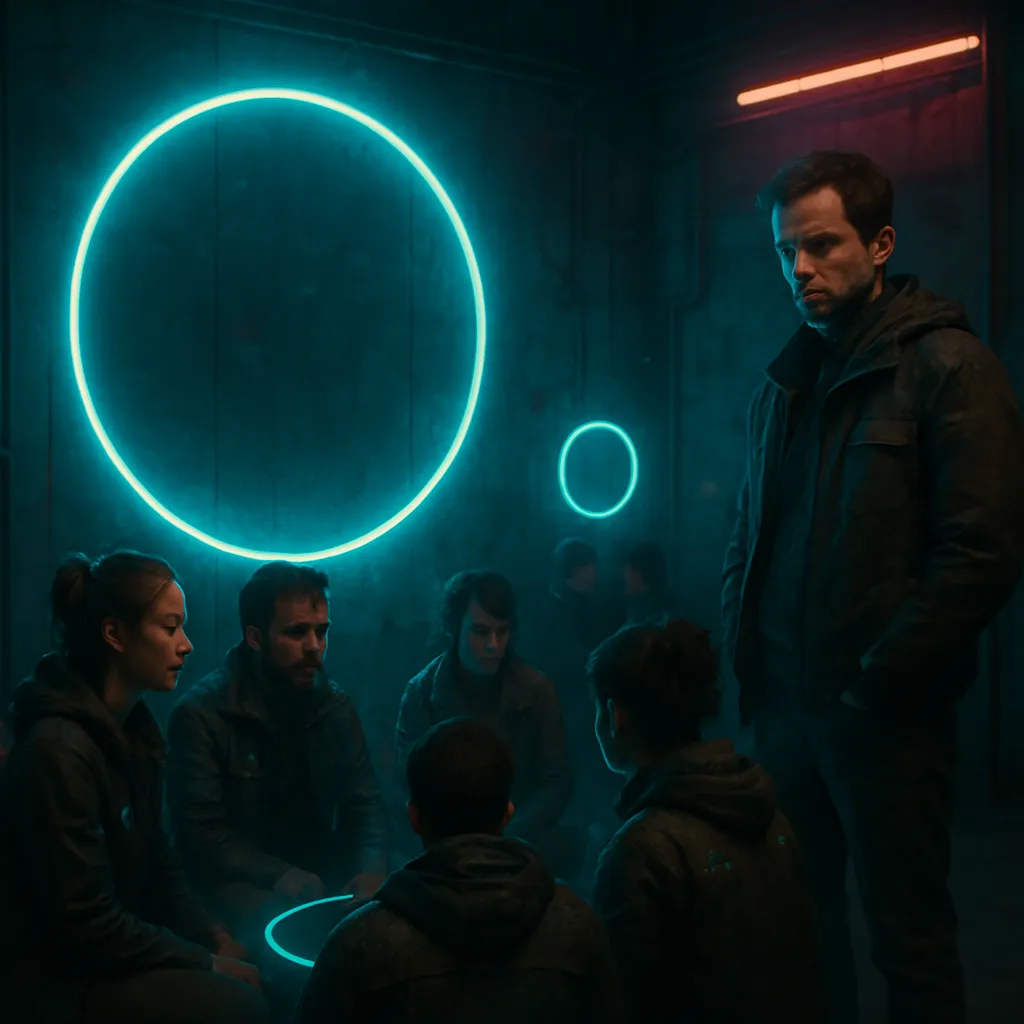 The dreamer is part of a group focused on a large circle, while others are focused on a smaller circle. Despite skepticism from an outsider, the dreamer remains focused on the larger purpose.