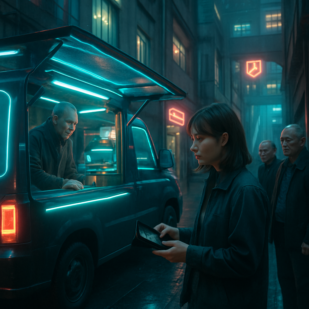 The dreamer navigates a surreal work environment where social interactions and the objective of acquiring food are central, contending with obstacles that disrupt the process.