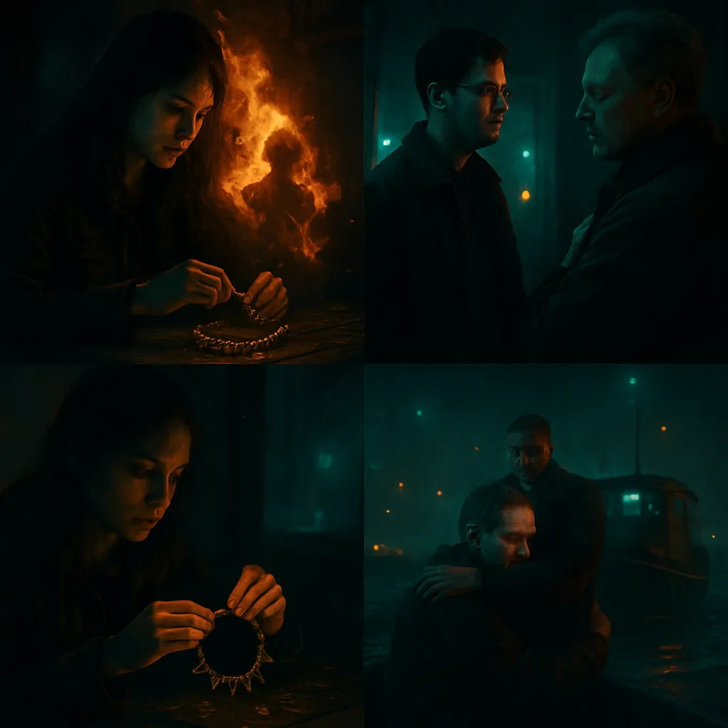 A dream about the death of Mom, her uncontrolled fire, a woman creating a necklace from her bones, a casual conversation with Michael, a comforting hug from Dad, and an escape from Bernie on a boat.