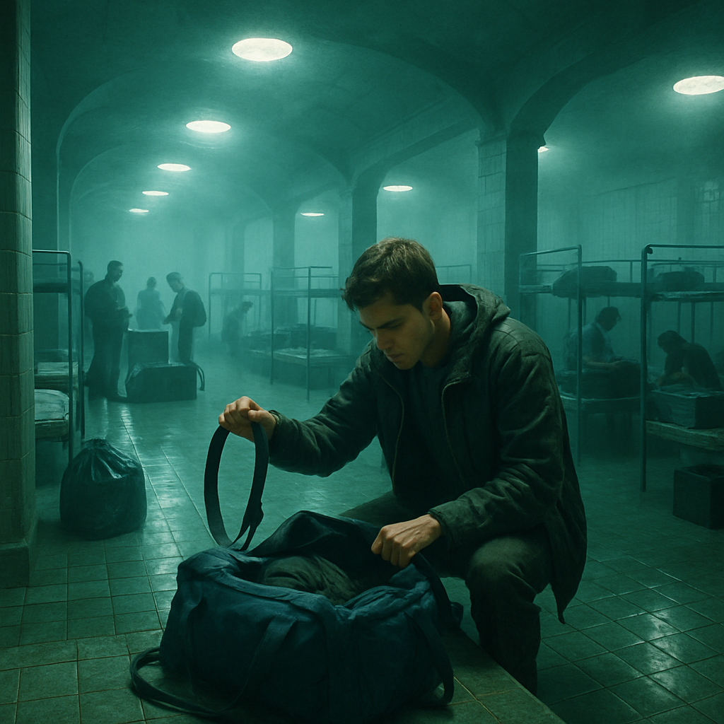 The dreamer finds themselves in a dormitory that resembles a steam bath. It's the end of a university term, and while everyone else is packing up with friends, the dreamer is alone, struggling to find a crucial item before leaving. Despite skipping last classes, a sense of urgency and search for a missing piece persists.