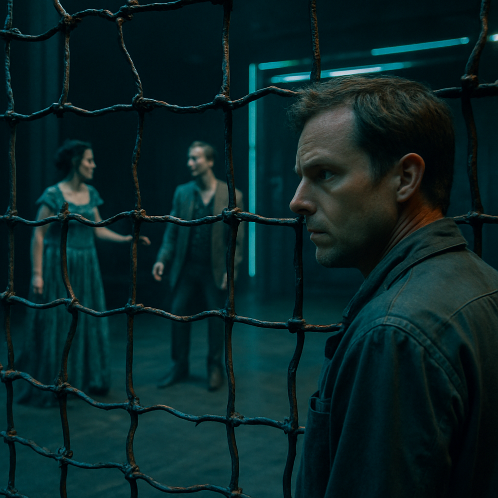 The dream features a metal fence with irregular lines, associated with people in a play. The dreamer questions whether the fence will achieve its intended purpose.