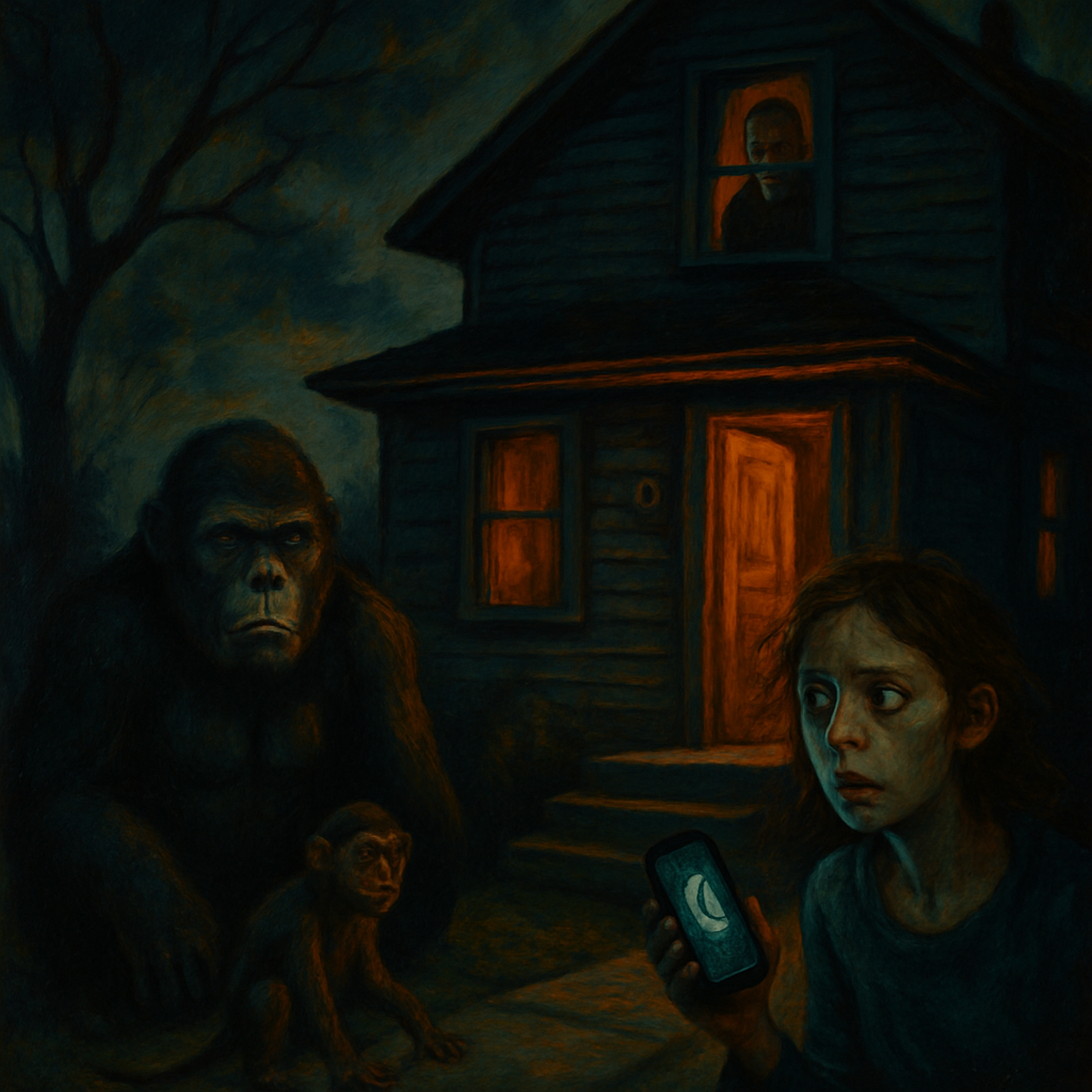The dreamer was alone in a familiar house, faced disturbing noises from a cell phone, and encountered a threat from someone inside, represented by a man on the second floor. They felt nervous around symbolic animals and ultimately fled out of fear.