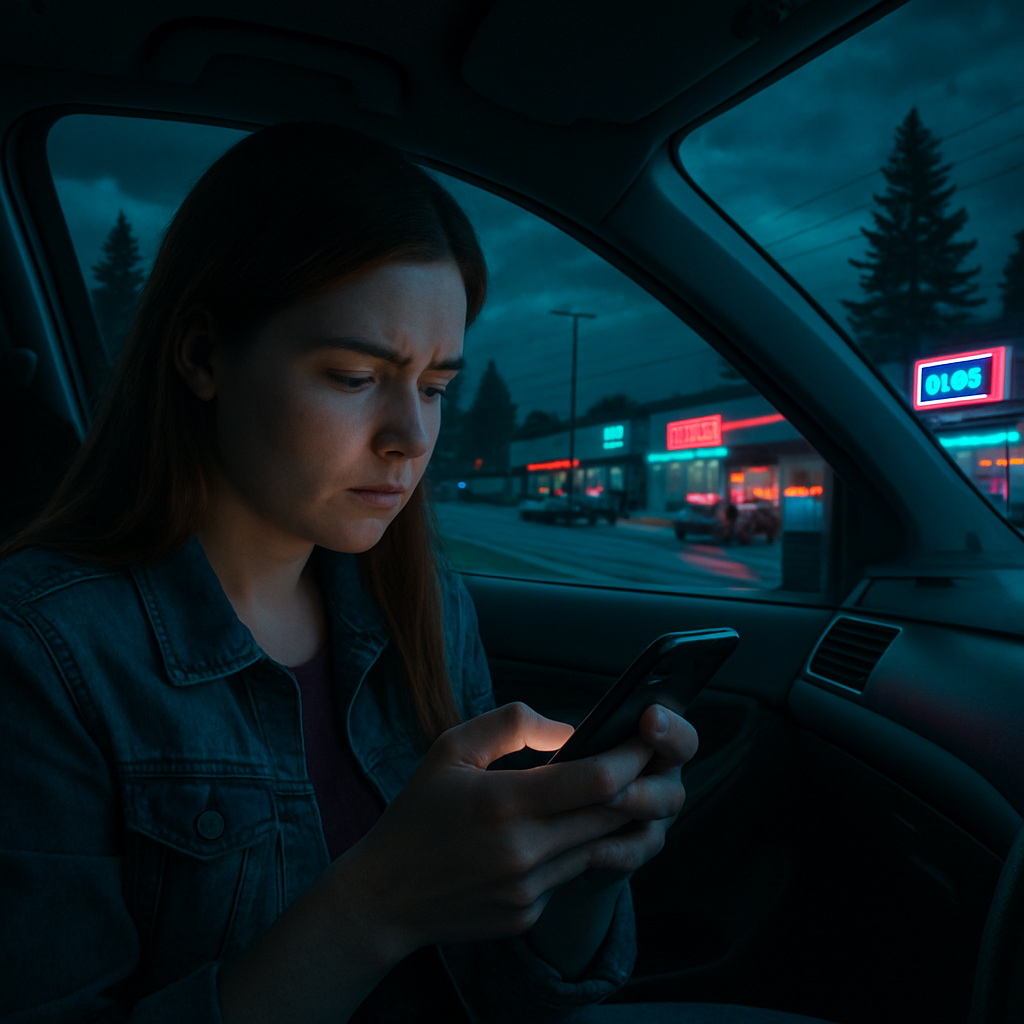 The dream involves driving to a student's party without knowing the exact address and struggling with making a phone call for help.