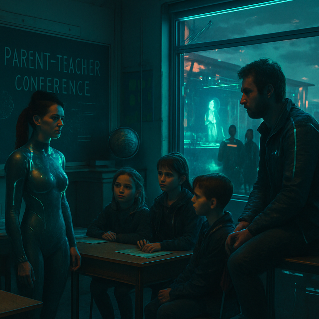 The dream begins with a parent-teacher conference at a Waldorf school where a dreamer and their ex are evaluated on their parenting. The focus on children's interaction reveals parental truths. The scene shifts to a concert with high school friends, suggesting nostalgia and issues of exposure.