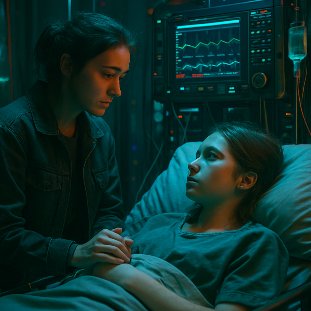 The dream involves the dreamer's younger sister being hospitalized with a rare chronic disease similar to the dreamer's potential condition, indicating fears and concerns about family health and medical diagnoses.