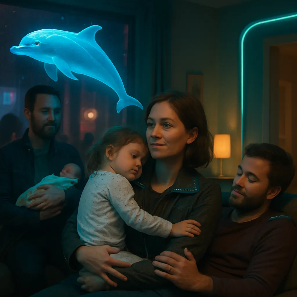 The dreamer attends a party, interacts with Jude and Sage, experiences a symbolic presence of a flying dolphin, and shares this dream within the dream. She feels safe and comfortable with familiar people like Clay, indicating themes of protection and emotional balance.