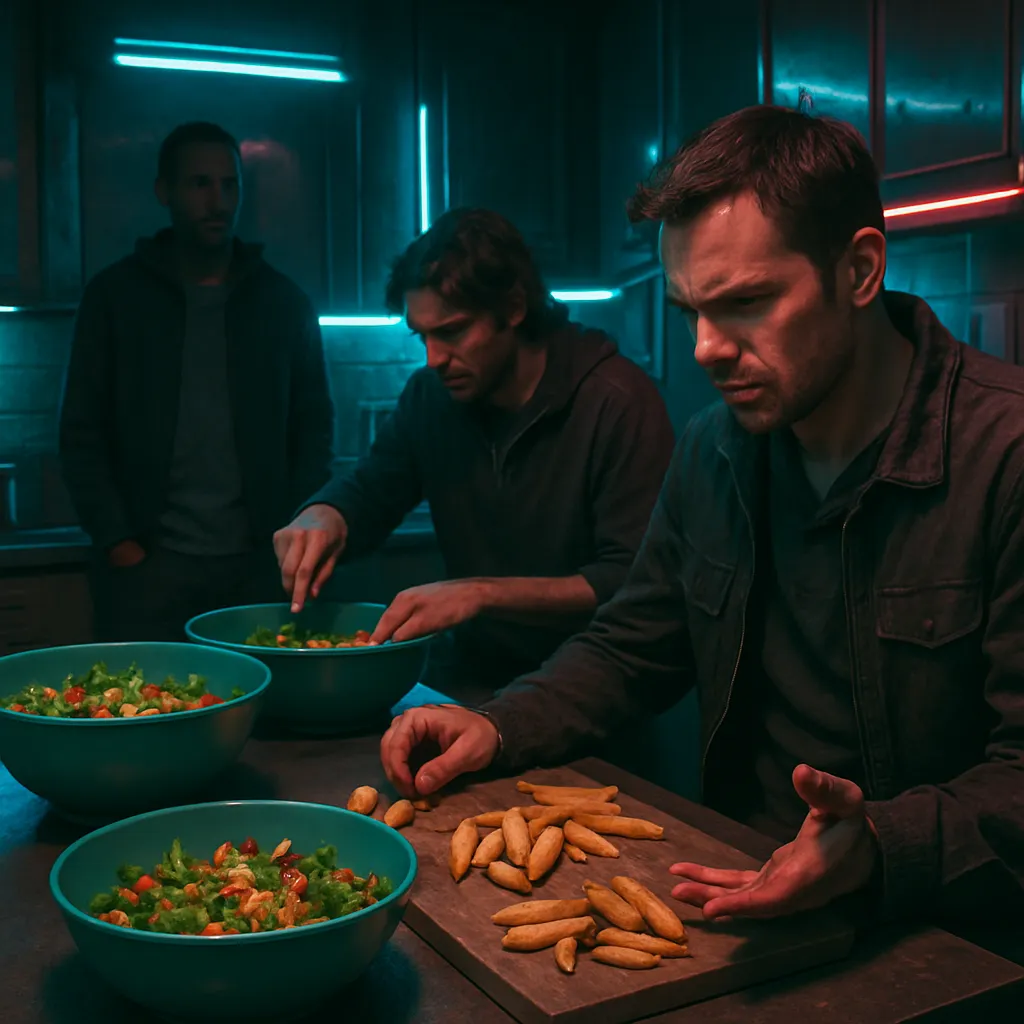 The dreamer encounters Noel, who responds nonchalantly to inquiries, before Dan Restivo joins the dreamer in making dinner. A disagreement ensues about the preparation of potatoes, leading to feelings of frustration and resignation.