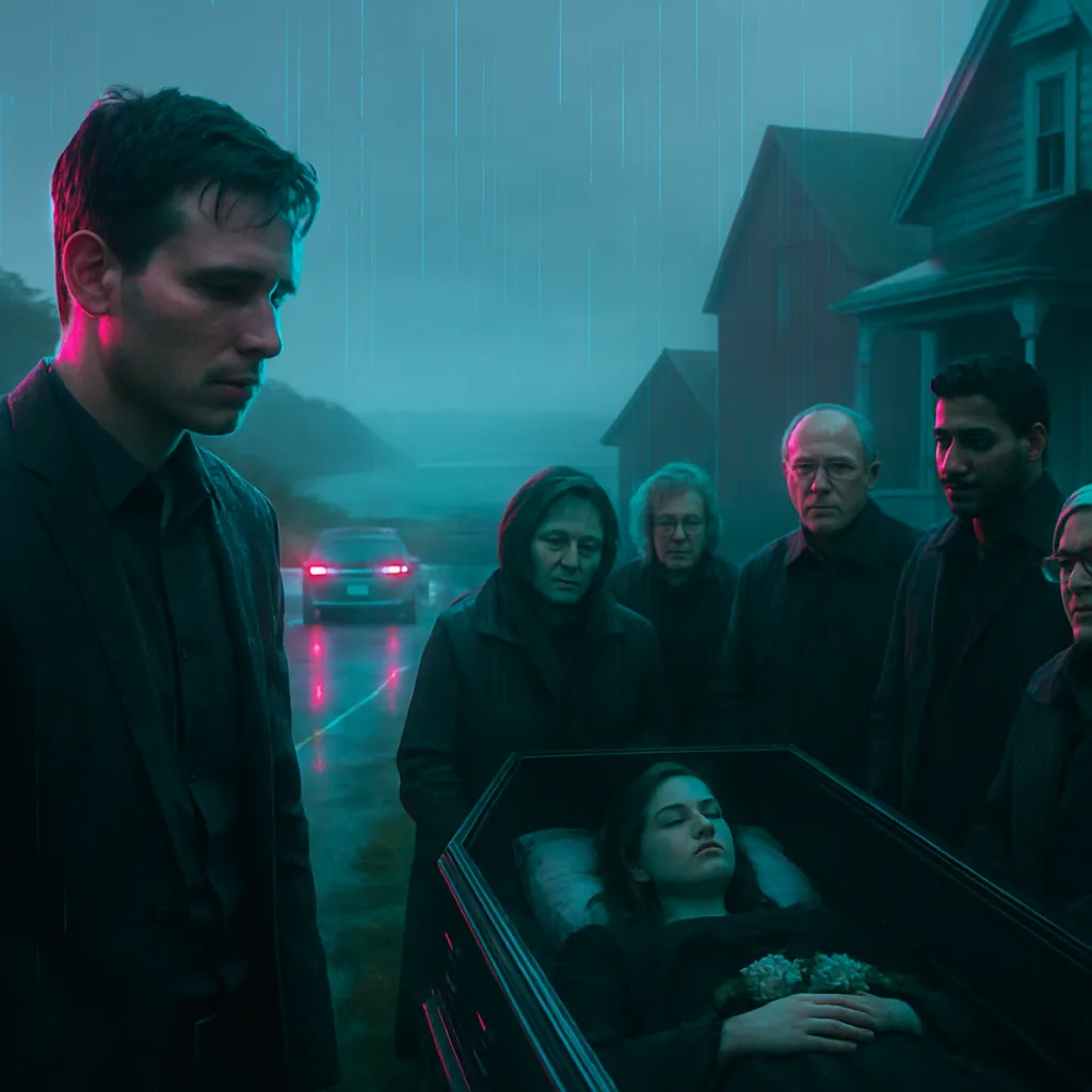 The dreamer drives along a beautiful coastline to a hotel for training. Zoe calls, distressed, but is ignored by Jeremy. Zoe dies in the dreamer's vision. There's a gathering for her funeral, with interactions revealing personal reflections and nostalgia.