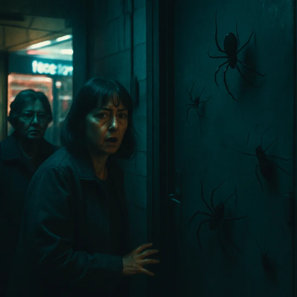 The dream involves being in a shopping mall with the dreamer's mother, dealing with a pushy sales lady, retreating to a dark room, and encountering large spiders and a cockroach leading to a sense of distress.
