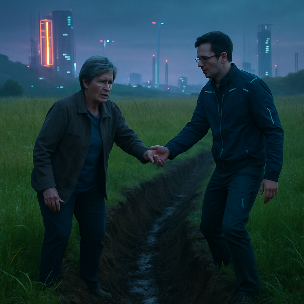 The dream involves the dreamer's mother and another person trying to complete a task while facing adversity, potentially portraying the dreamer's protective instincts. A disruptive trench dug in the meadow causes distress, symbolizing unwanted change.