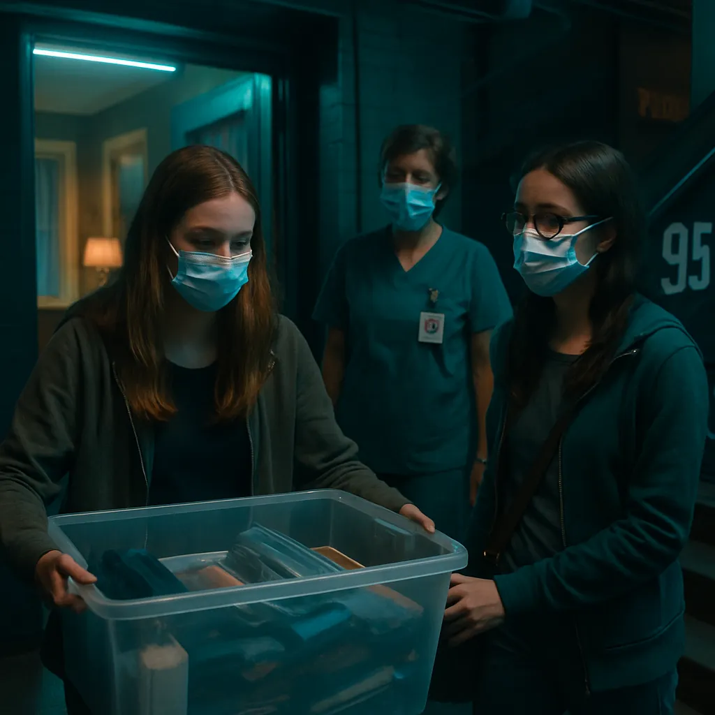 The dreamer was moving out of a room at their best friend Aidan’s house with her help. They encountered familiar yet surreal elements like many stairs, a pandemic setting merged with high school memories, and a police station or gym where the number '95' had significance.