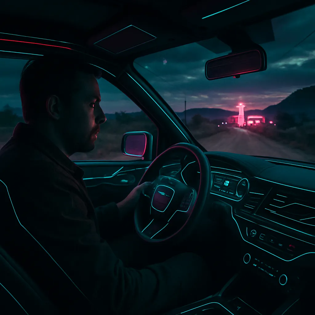 Dreamt of being a passenger in a man's car on a dirt road, discussing God, feeling worried about control, but then seeing a familiar place and feeling assured.