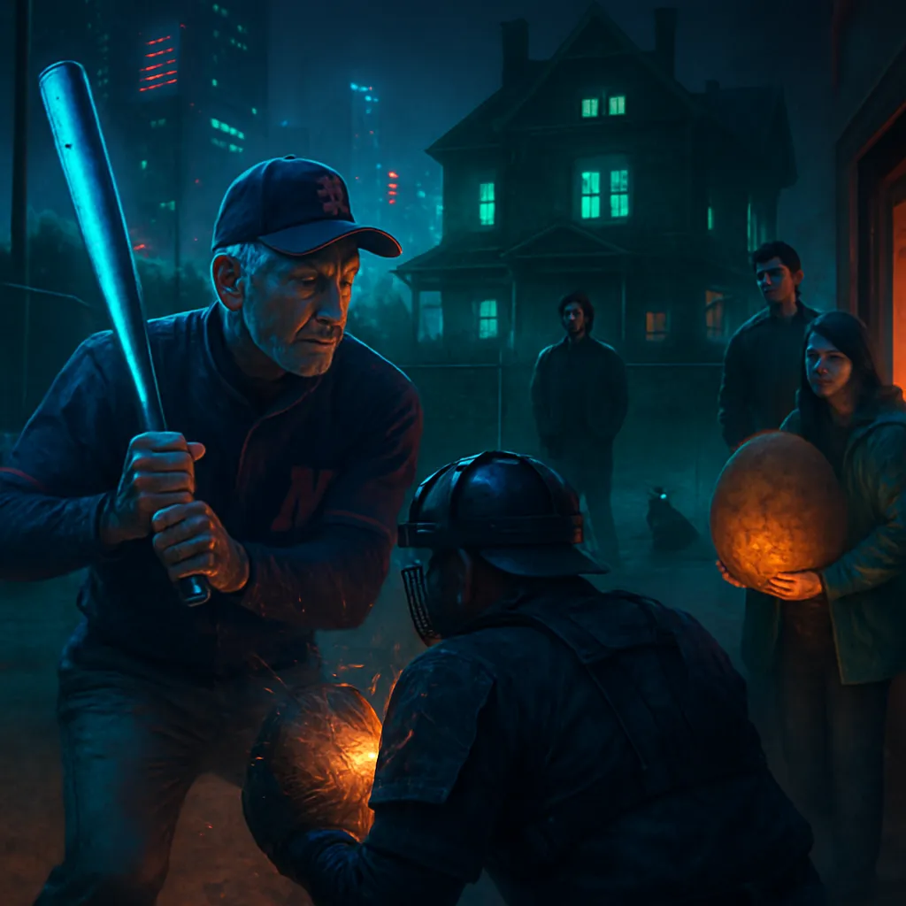 An old baseball manager must bat in an unexpected situation, narrowly avoiding injury as the ball hits the umpire instead. The dreamer experiences eerie events in a large, unfamiliar house, wondering about ghostly presences but finding logical explanations. They also see an oversized potato while working on a project with a woman.