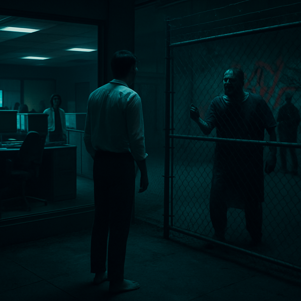 A work-themed dream transitioning through disruptive and unsettling scenarios: rearranged office spaces, ineffective communication, and a threatening patient encounter, ending in a feeling of exposure and vulnerability.
